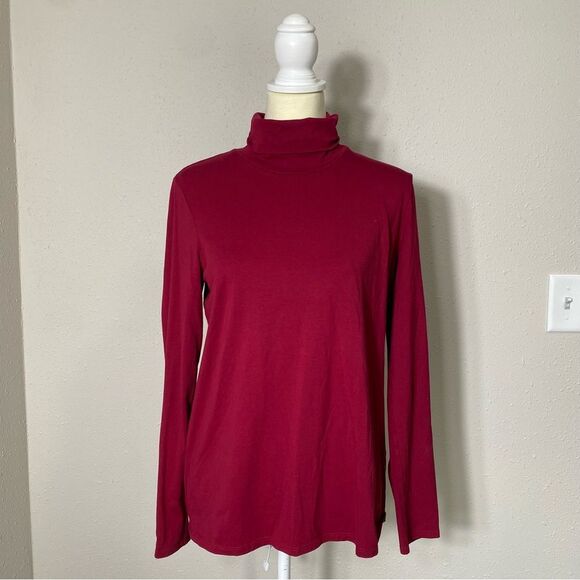 J.Jill Pure Jill Relaxed Basic Turtleneck In Maroon/Red Women's Size Small - Picture 8 of 15